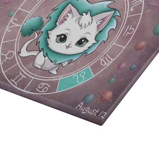 Astrologisches Leo Niedliche Katze Zodiac Wheel Schneidebrett (Ecke)
