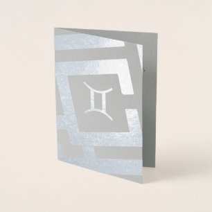 Astrologisches Signieren des Zwillings Silver Deco Folienkarte