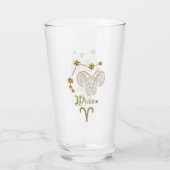 Astrologisches Sternzeichen Widder - Gold Glas (Rückseite)