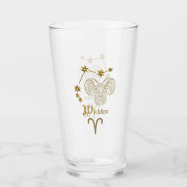 Astrologisches Sternzeichen Widder - Gold Glas