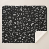 Astrologisches Symbole Glyphs Silber auf Schwarzem Sherpadecke (Vorderseite (Horizontal))