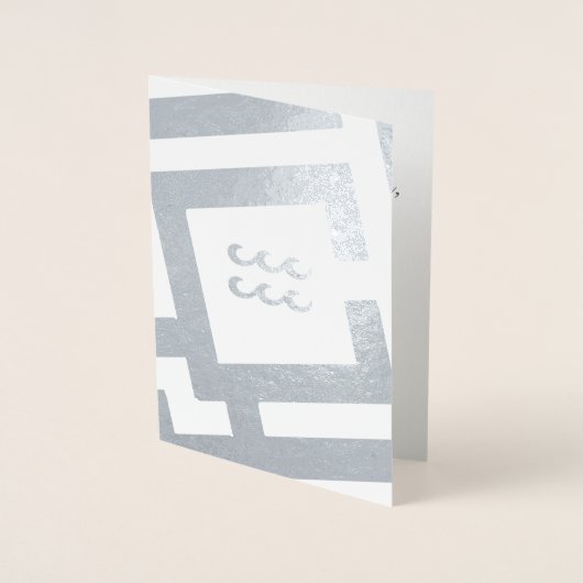 Astrologisches Zeichen Aquarius Silver Custom Text Folienkarte (Vorderseite)