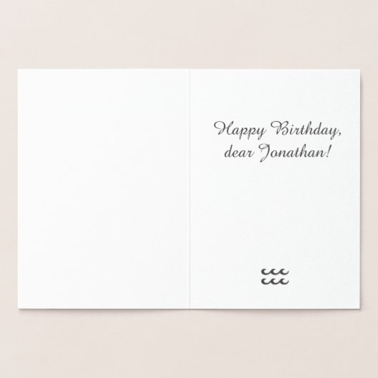 Astrologisches Zeichen Aquarius Silver Custom Text Folienkarte (Innenseite)