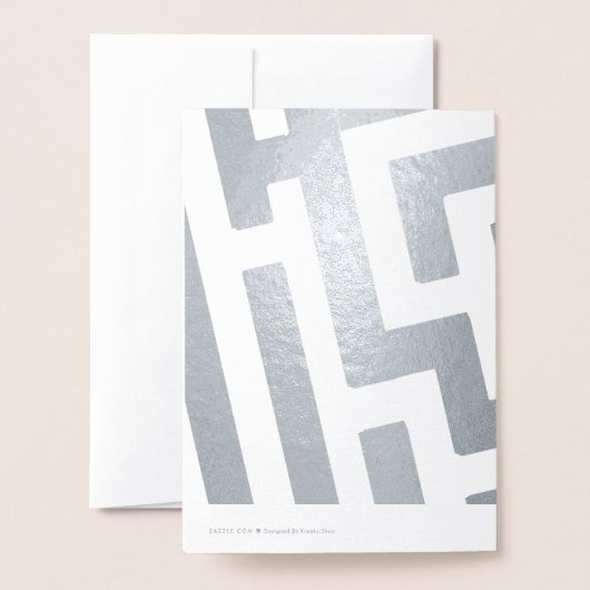 Astrologisches Zeichen Aquarius Silver Custom Text Folienkarte (Rückseite mit Umschlag)