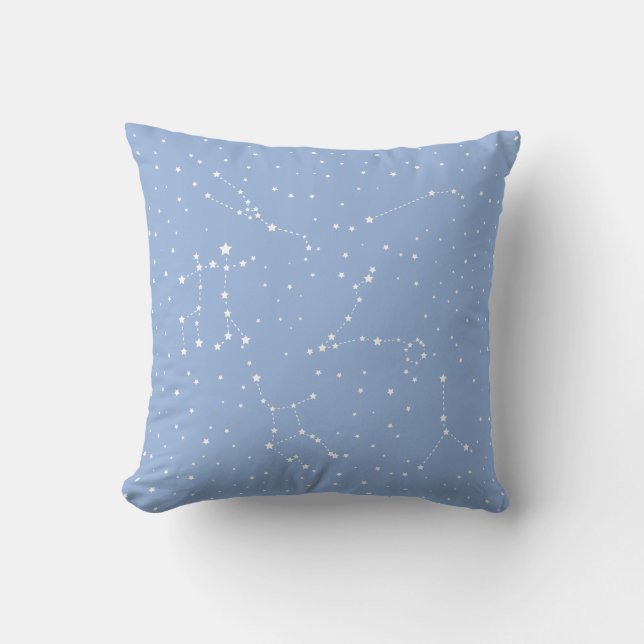 Astrology Pastel Blue White Stars Constellation Kissen (Vorderseite)