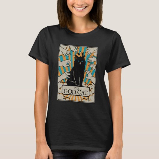 Astrology The God Cat Goth Tarot Card Reader Witch T-Shirt (Vorderseite)