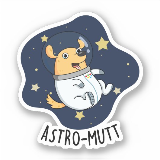 Astromutt Funny Dog Astronaut Puff Aufkleber (Vorderseite)