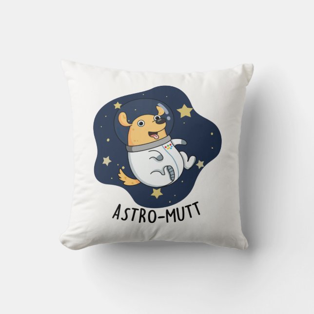 Astromutt Funny Dog Astronaut Puff Kissen (Vorderseite)