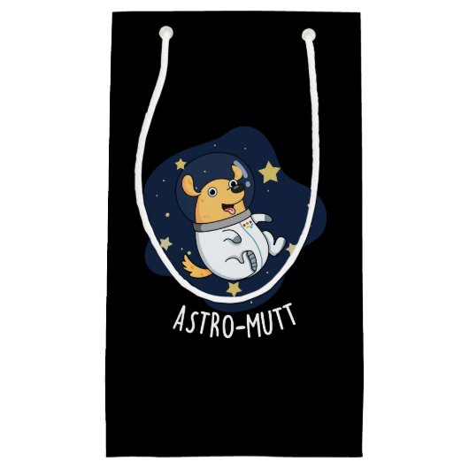 Astromutt Funny Dog Astronaut Pun Dark BG Kleine Geschenktüte (Vorderseite)