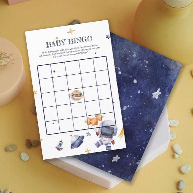 Astronatin Rocketship Baby Shower Baby Bingo Game (Astronaunt Rocketship Baby Shower Baby Bingo Game)