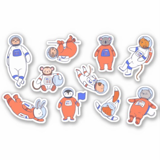 ASTRONAULT TIERE ILLUSTRATION SET AUFKLEBER (Vorderseite)