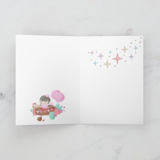 Astronaut 3D mit Unicorn-Regenbogen und Balloons (Innenseite)