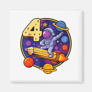 Astronaut 4. Geburtstagsfeier 4 Jahre altes Jungen Magnet