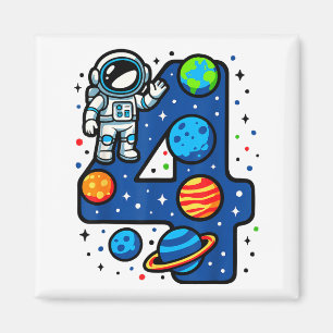 Astronaut 4. Geburtstagsfeier 4 Jahre altes Jungen Magnet