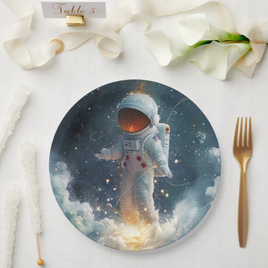 Astronaut Abstracte Raum-Papierteller Pappteller (Hochzeit)