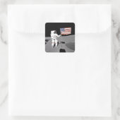 Astronaut Alan Schäfer, Amerikanische Flagge auf d Quadratischer Aufkleber (Tasche)