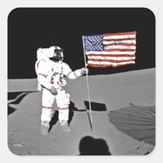 Astronaut Alan Schäfer, Amerikanische Flagge auf d Quadratischer Aufkleber (Vorderseite)