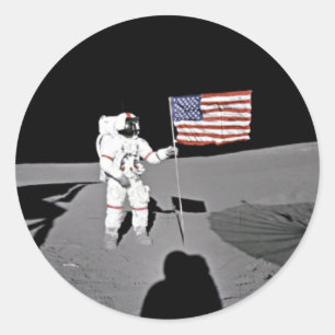 Astronaut Alan Schäfer, Amerikanische Flagge auf d Runder Aufkleber
