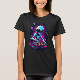 Astronaut Alien DJ Alien DJing in Space EDM Alien T-Shirt