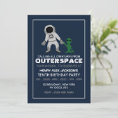 Astronaut & Alien, Geburtstag Einladung (Stehend Vorderseite)