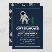 Astronaut & Alien, Geburtstag Einladung (Vorne/Hinten)