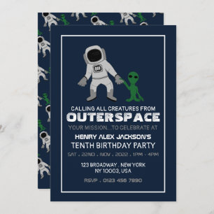 Astronaut & Alien, Geburtstag Einladung