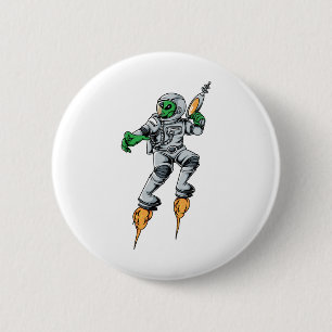 Astronaut Alien SciFi Space Ufo Button