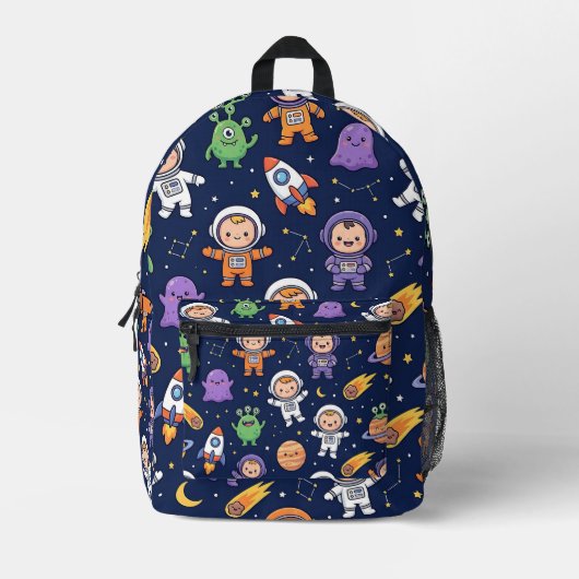 Astronaut Alien Space Rucksack – Raketenmuster (Vorderseite)