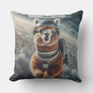 Astronaut Alpaka im Weltraum Surrealistisches Tier Kissen
