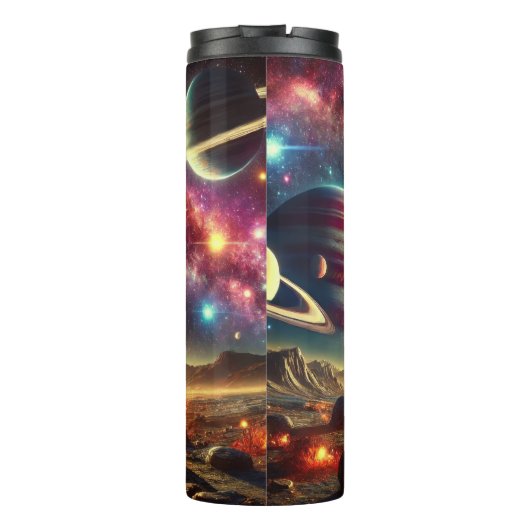 Astronaut am Rand des Kosmos Thermosbecher (Rückseite)