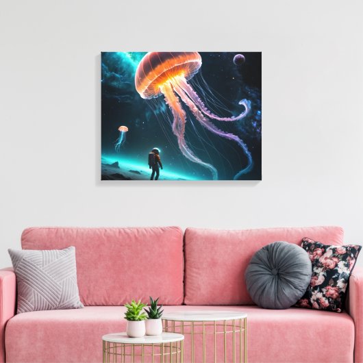 Astronaut and Cosmic Jellyfish Leinwanddruck (Insitu (Wohnzimmer))