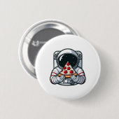 Astronaut Animal Eating Pizza Margherita Essen Ess Button (Vorne & Hinten)