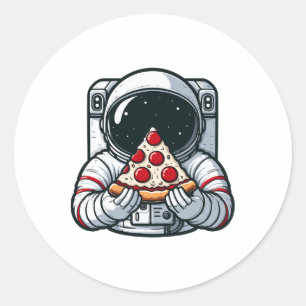 Astronaut Animal Eating Pizza Margherita Essen Ess Runder Aufkleber