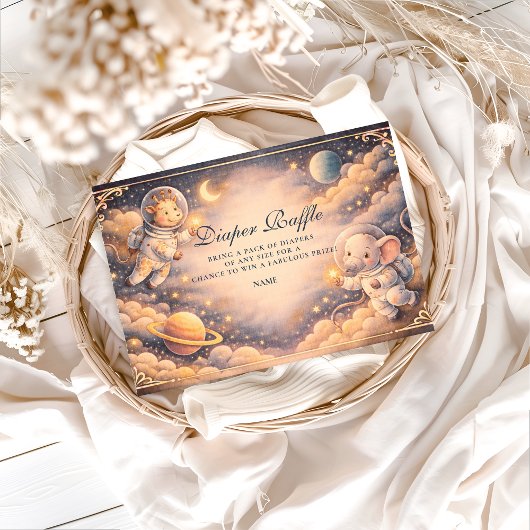 Astronaut Animals Space Diapper Raffle Begleitkarte