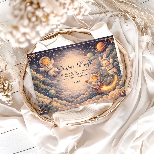 Astronaut Animals Space Diapper Raffle Begleitkarte