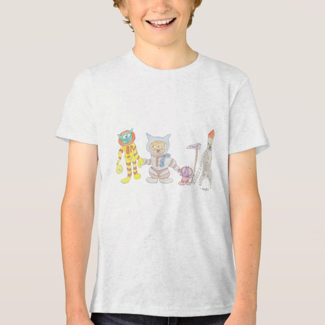Astronaut Animals Tri-Blend Shirt (Vorderseite)