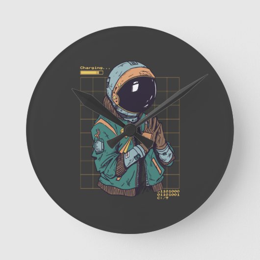 ASTRONAUT ANZUG PUNK RUNDE WANDUHR (Vorderseite)