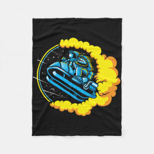 Astronaut Astro-Jump mit Schneemobil Fleecedecke