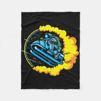 Astronaut Astro-Jump mit Schneemobil Fleecedecke