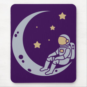 Astronaut auf dem Crescent Moon Design Mousepad
