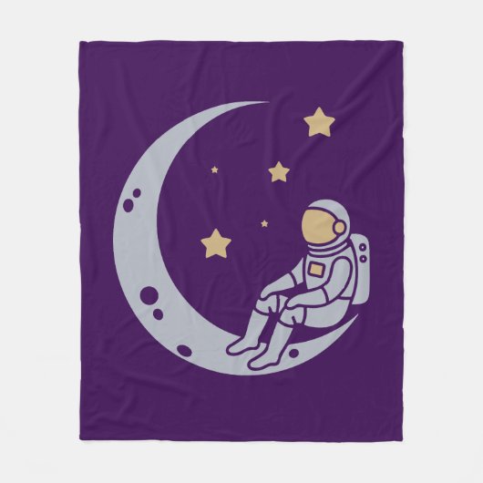 Astronaut auf dem Crescent Moon Design - Throw Kis Fleecedecke (Vorderseite)