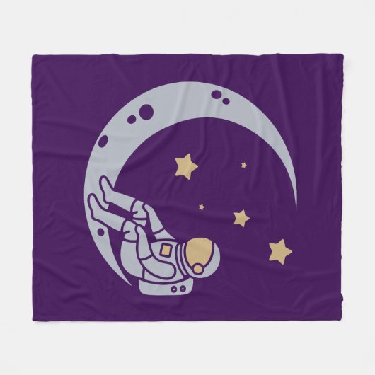 Astronaut auf dem Crescent Moon Design - Throw Kis Fleecedecke (Vorderseite (Horizontal))