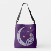 Astronaut auf dem Crescent Moon Design Tragetaschen Mit Langen Trägern (Rückseite)