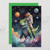 Astronaut auf dem Dino im Weltraum Dankeskarte (Vorne/Hinten)