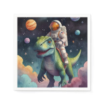 Astronaut auf dem Dino im Weltraum