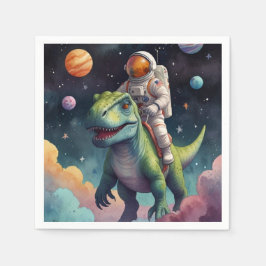 Astronaut auf dem Dino im Weltraum Serviette