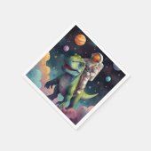 Astronaut auf dem Dino im Weltraum Serviette (Ecke)