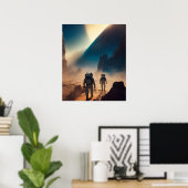 Astronaut auf dem mistischen Planeten Poster (Heimbüro)