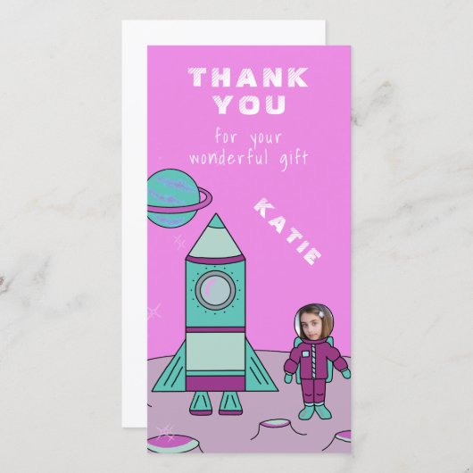 Astronaut auf dem Mond Danke, dass du dein Gesicht Dankeskarte (Vorne/Hinten)