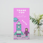 Astronaut auf dem Mond Danke, dass du dein Gesicht Dankeskarte (Stehend Vorderseite)